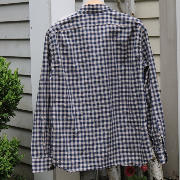 J Crew Blue Cream Gingham Check Flex Washed Slim Stretch Cotton Classic Shirt XL - Picture 3 of 4
